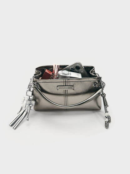 CHARLES & KEITH Recommended | Noane Metallic Top Handle Bag - Pewter