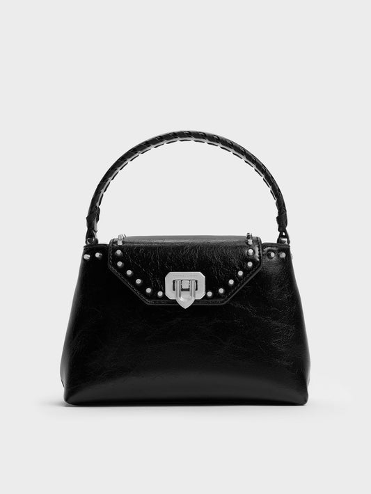 CHARLES & KEITH Latest | Arwen Studded Top Handle Bag - Noir