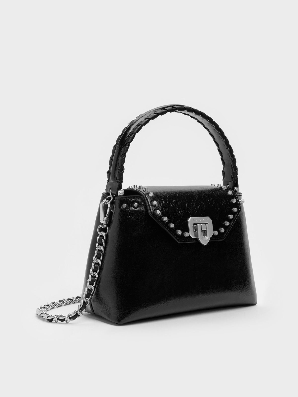 CHARLES & KEITH Latest | Arwen Studded Top Handle Bag - Noir