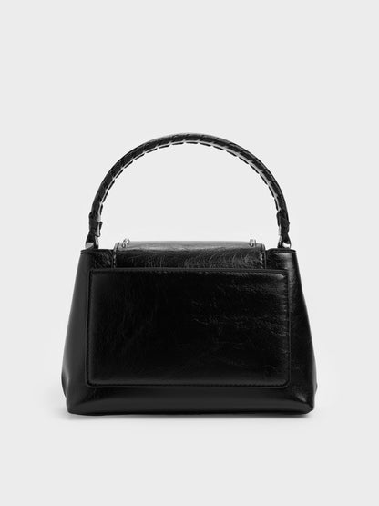 CHARLES & KEITH Latest | Arwen Studded Top Handle Bag - Noir