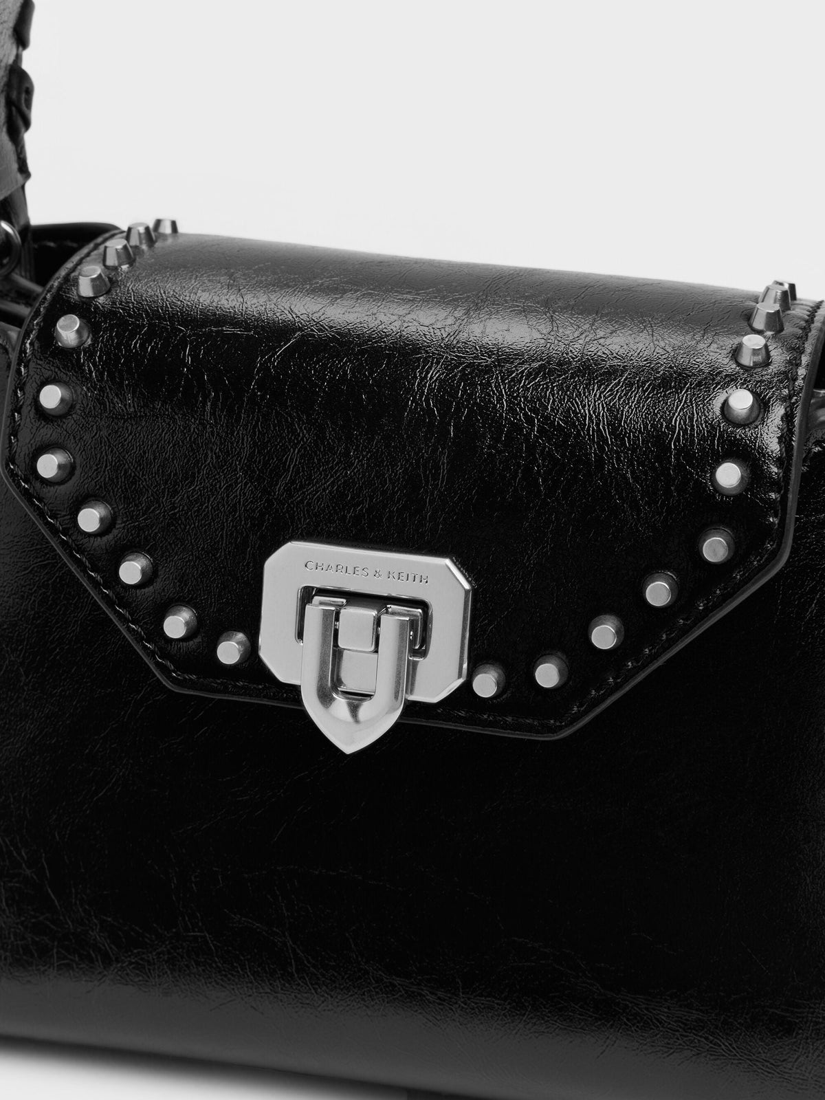 CHARLES & KEITH Latest | Arwen Studded Top Handle Bag - Noir