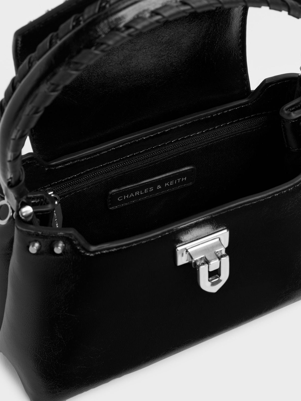 CHARLES & KEITH Latest | Arwen Studded Top Handle Bag - Noir