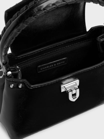 CHARLES & KEITH Latest | Arwen Studded Top Handle Bag - Noir