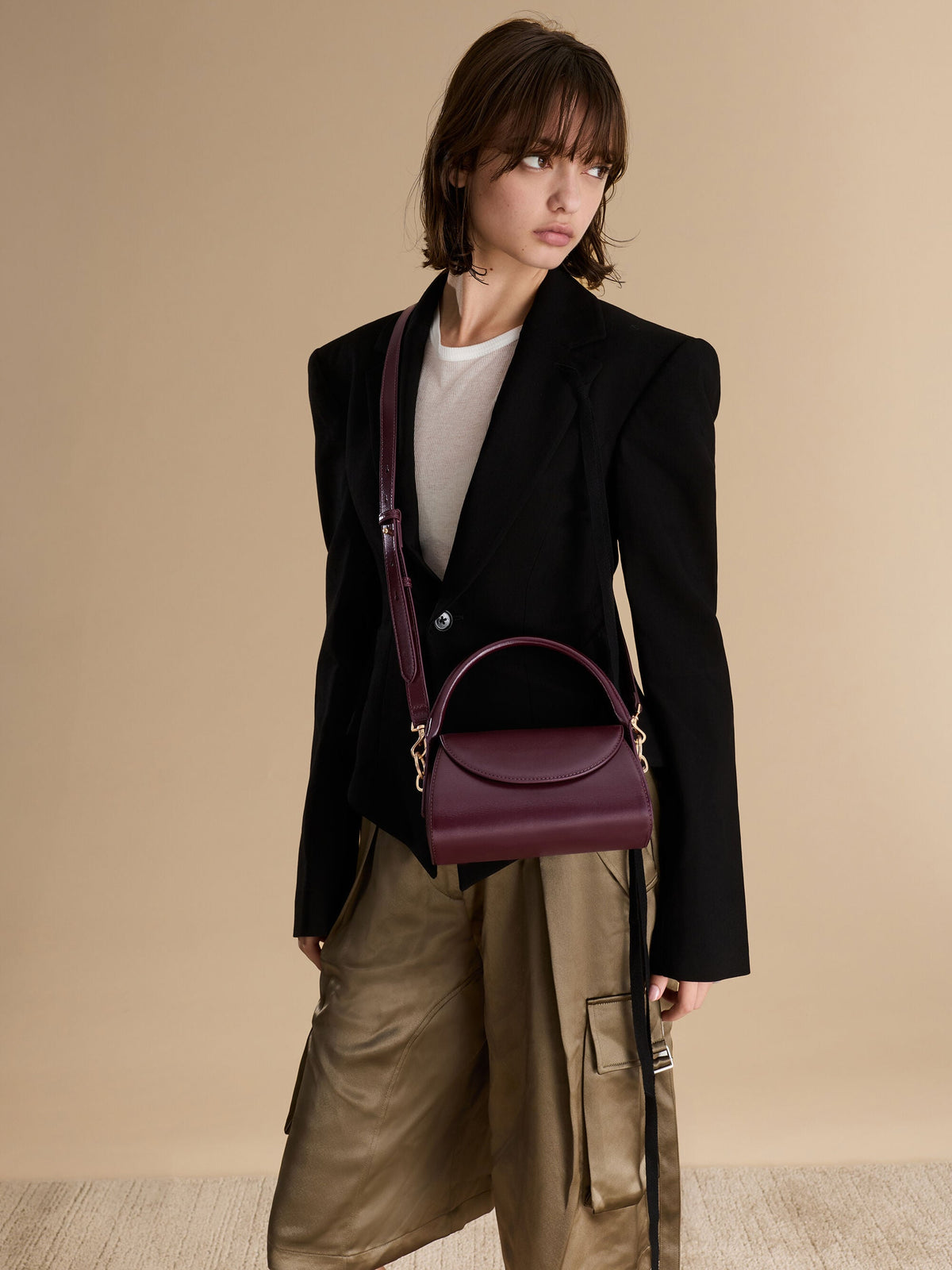 CHARLES & KEITH Premium | Kaila Top Handle Bag - Wineberry Red