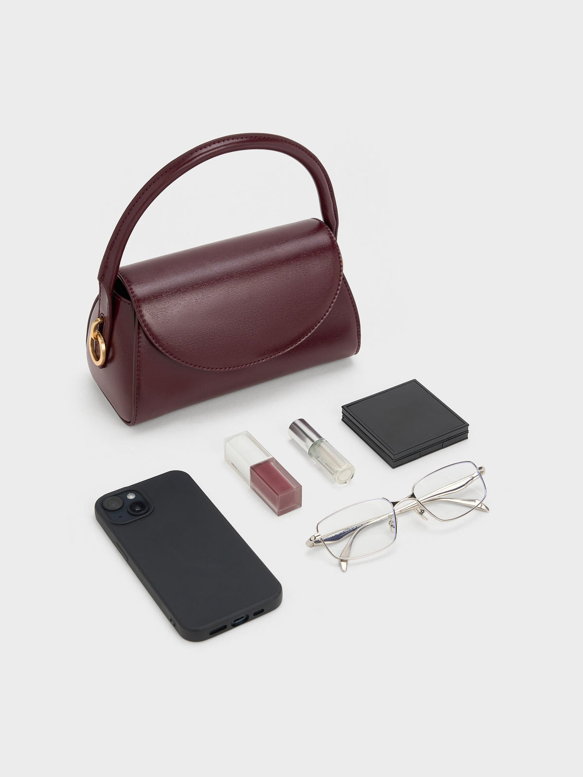 CHARLES & KEITH Premium | Kaila Top Handle Bag - Wineberry Red