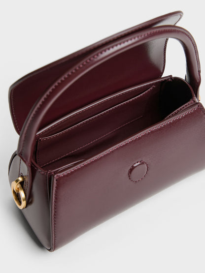 CHARLES & KEITH Premium | Kaila Top Handle Bag - Wineberry Red