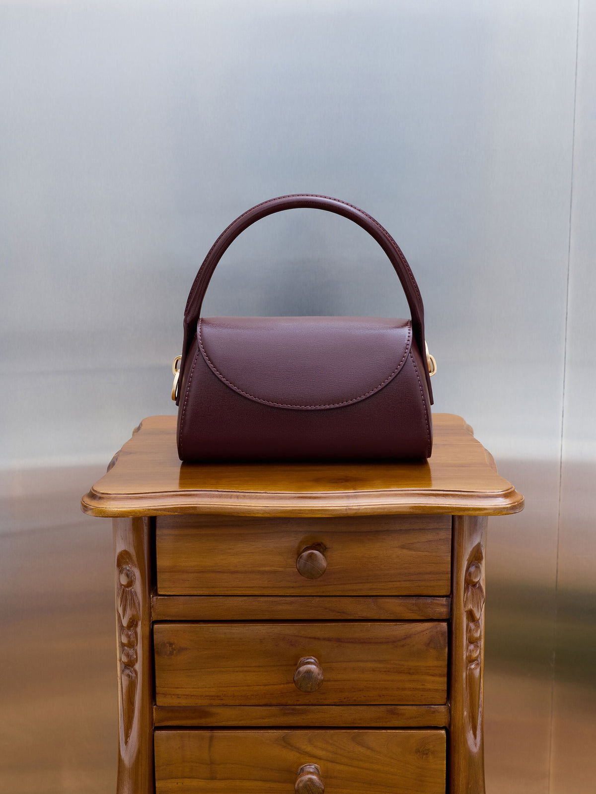 CHARLES & KEITH Premium | Kaila Top Handle Bag - Wineberry Red