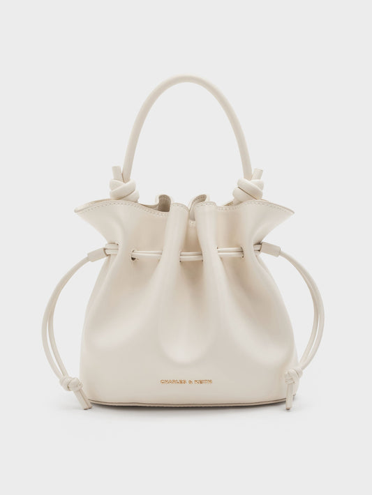 CHARLES & KEITH Essential | Sammie Drawstring Bucket Bag - Cream