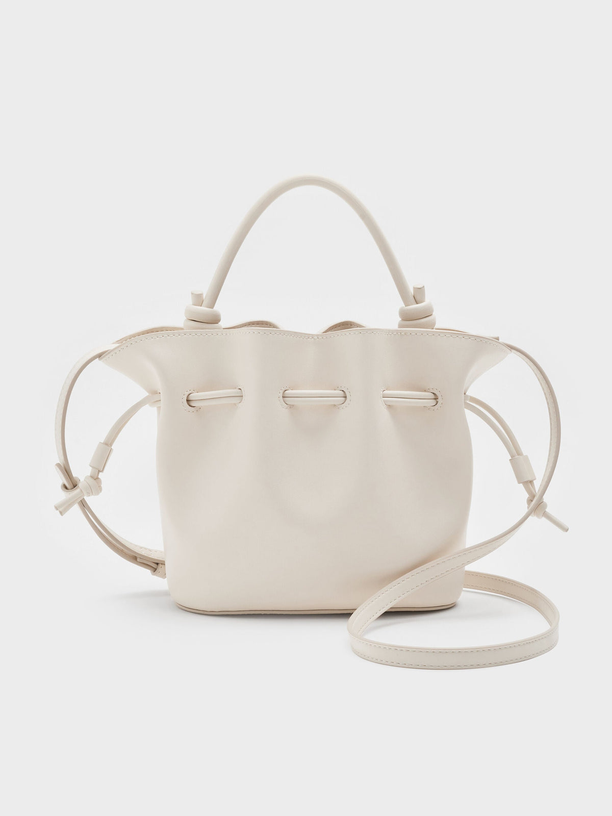 CHARLES & KEITH Essential | Sammie Drawstring Bucket Bag - Cream