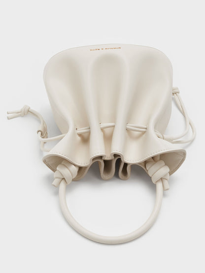 CHARLES & KEITH Essential | Sammie Drawstring Bucket Bag - Cream