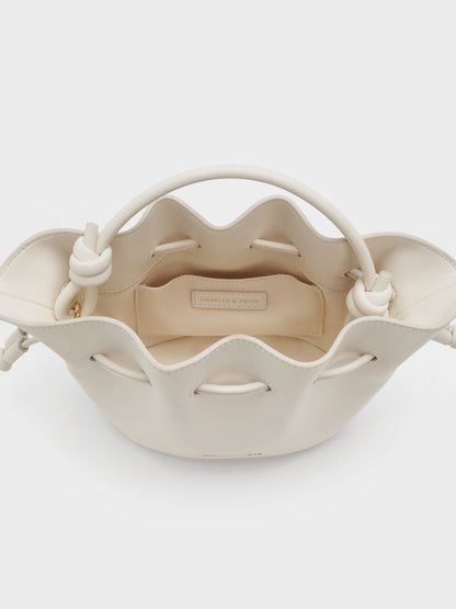CHARLES & KEITH Essential | Sammie Drawstring Bucket Bag - Cream