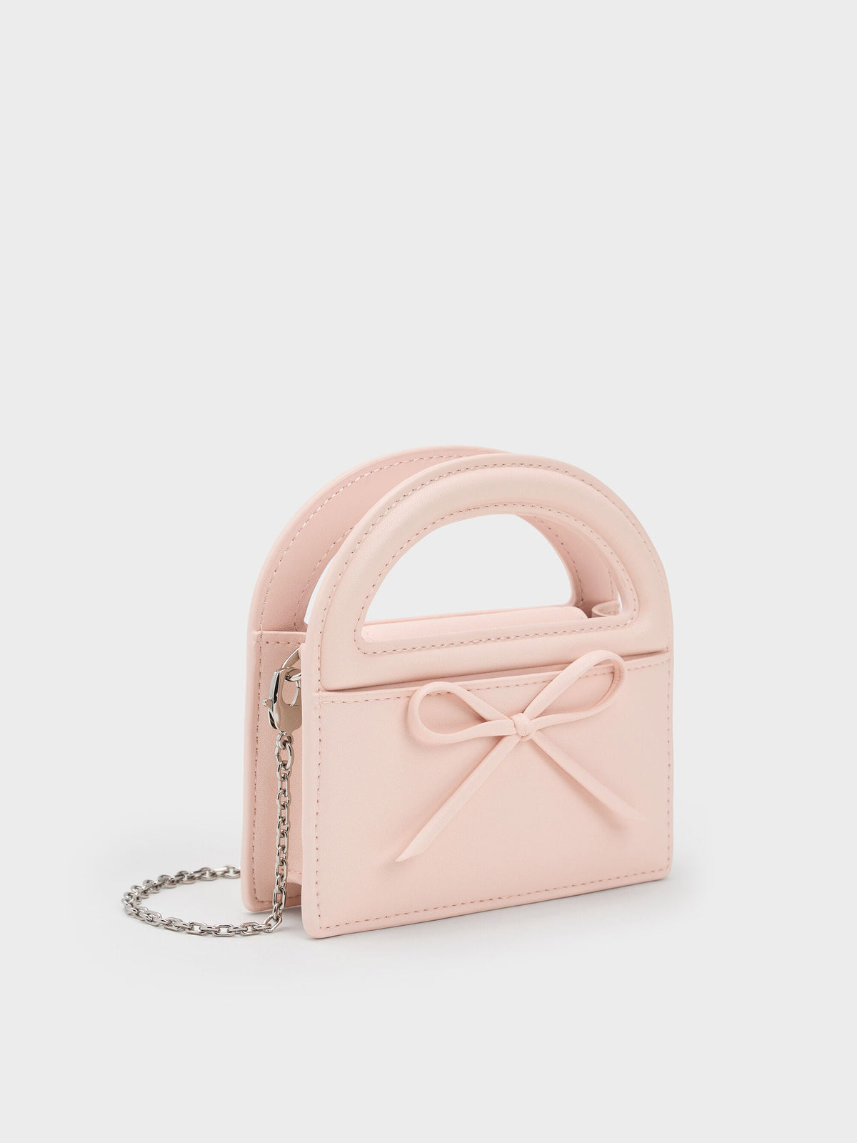 CHARLES & KEITH Special Offer | Reese Bow Top Handle Wristlet - Soft Pink