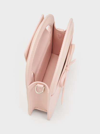 CHARLES & KEITH Special Offer | Reese Bow Top Handle Wristlet - Soft Pink