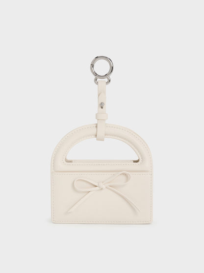 CHARLES & KEITH Latest | Reese Bow Top Handle Wristlet - Cream
