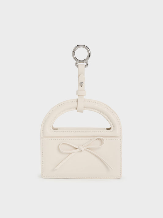 CHARLES & KEITH Latest | Reese Bow Top Handle Wristlet - Cream