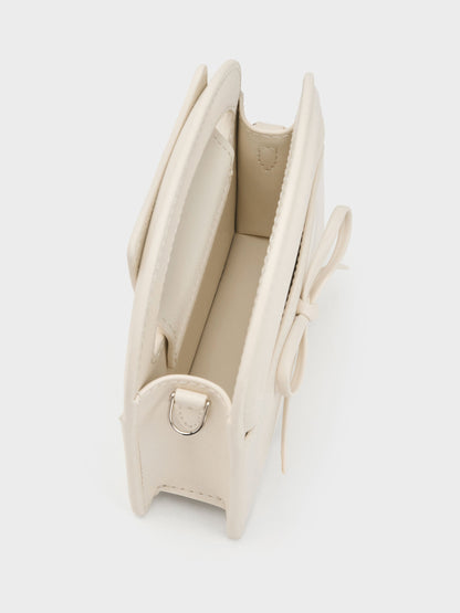 CHARLES & KEITH Latest | Reese Bow Top Handle Wristlet - Cream