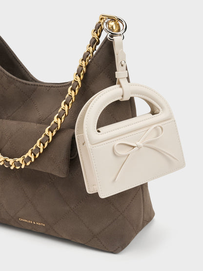 CHARLES & KEITH Latest | Reese Bow Top Handle Wristlet - Cream
