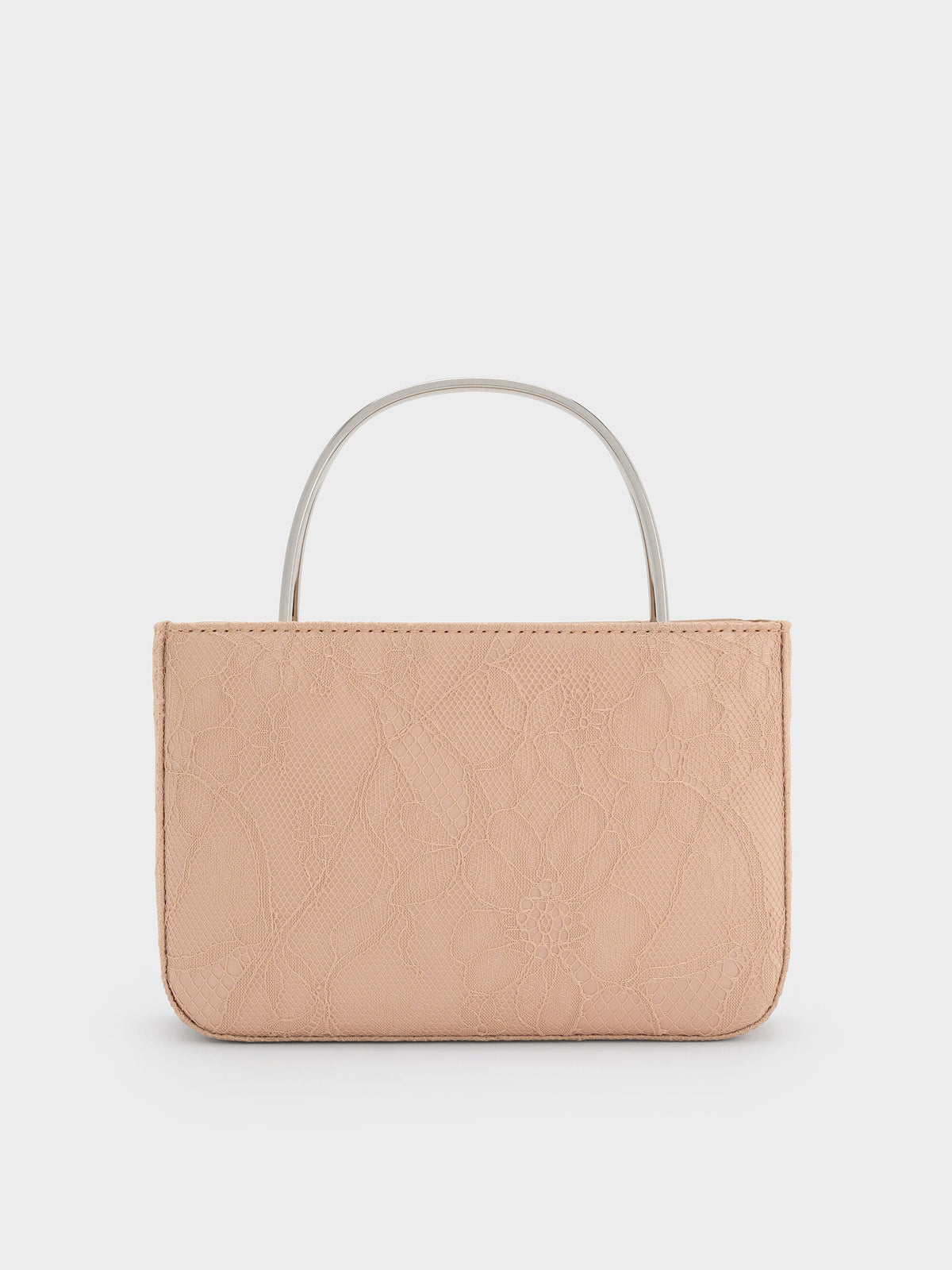 CHARLES & KEITH Sale | Jennis Lace & Satin Top Handle Bag - Nude Textured