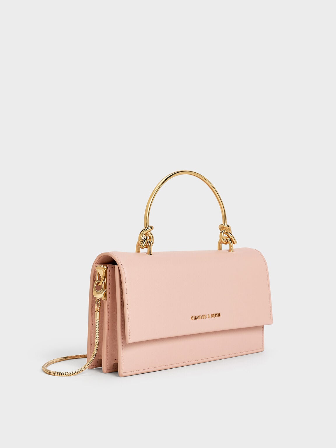 CHARLES & KEITH New | Kristine Sculptural-Handle Long Wallet - Light Pink