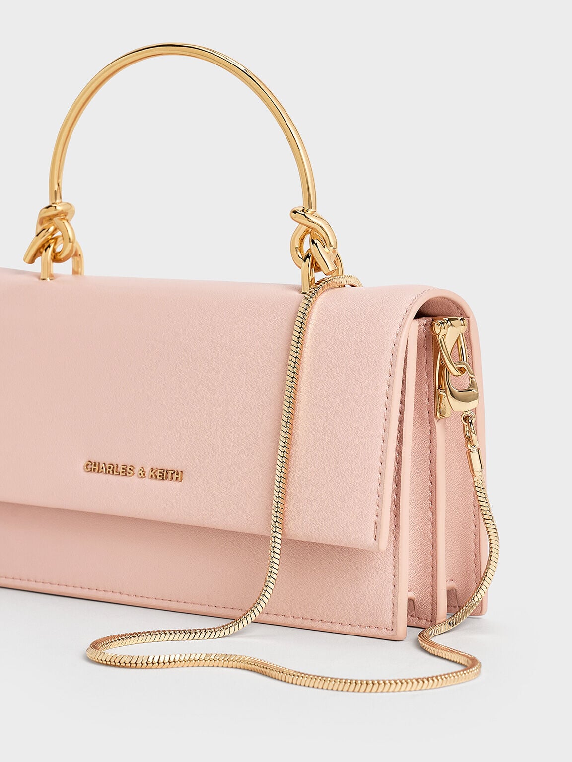 CHARLES & KEITH New | Kristine Sculptural-Handle Long Wallet - Light Pink