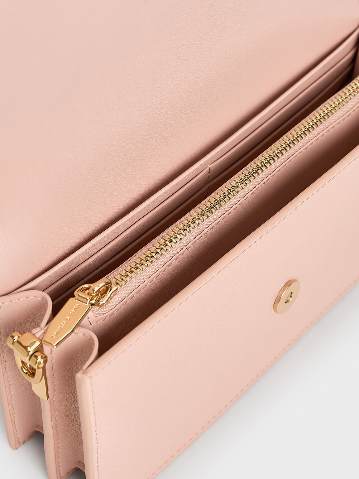 CHARLES & KEITH New | Kristine Sculptural-Handle Long Wallet - Light Pink