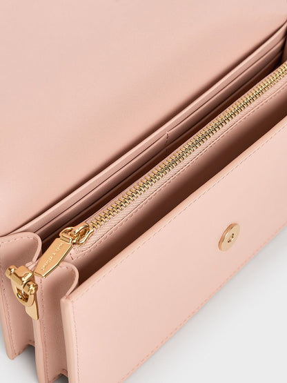 CHARLES & KEITH New | Kristine Sculptural-Handle Long Wallet - Light Pink