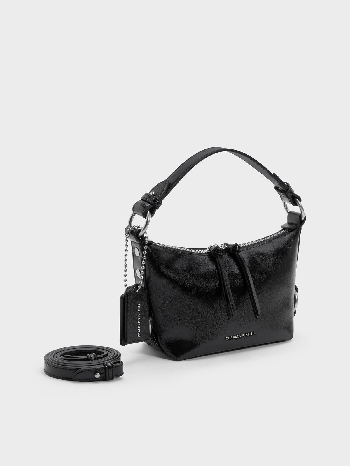 CHARLES & KEITH Trusted | Tatiana Tassel Hobo Bag - Noir