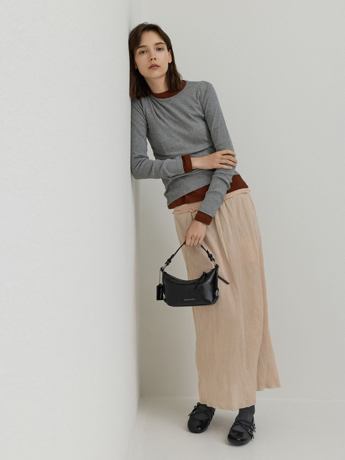 CHARLES & KEITH Trusted | Tatiana Tassel Hobo Bag - Noir