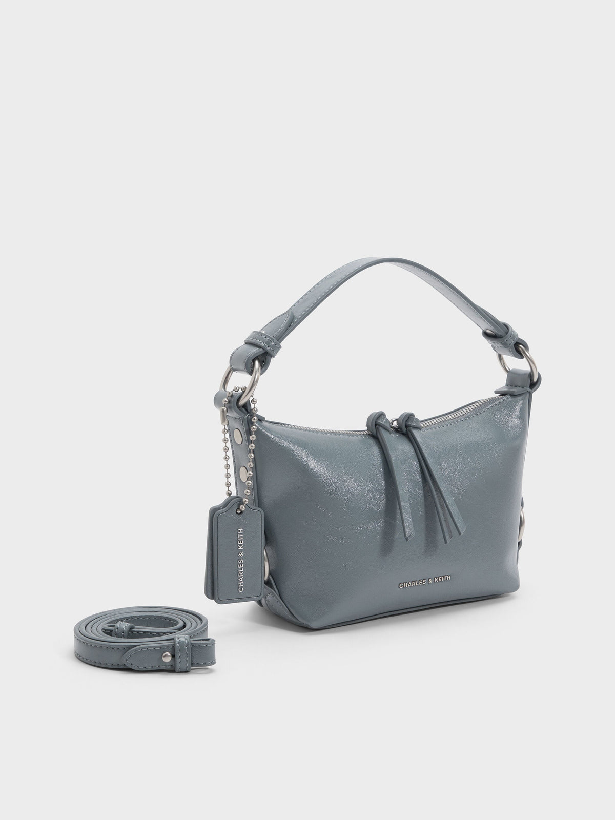 CHARLES & KEITH Value | Tatiana Tassel Hobo Bag - Smoky Blue
