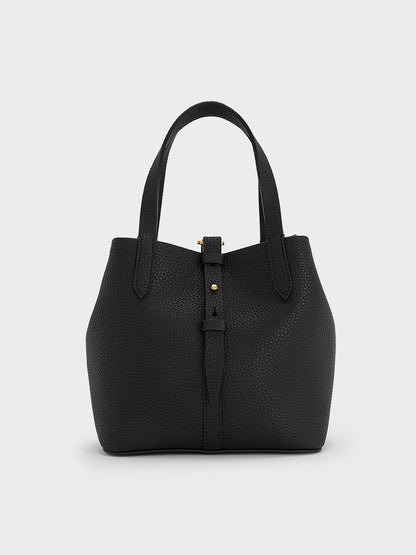CHARLES & KEITH Trending | Beryl Belted Bucket Bag - Black