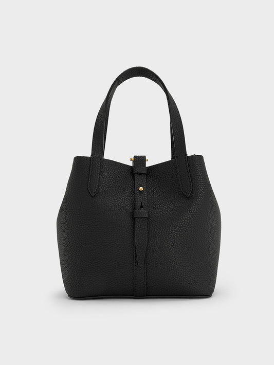 CHARLES & KEITH Trending | Beryl Belted Bucket Bag - Black