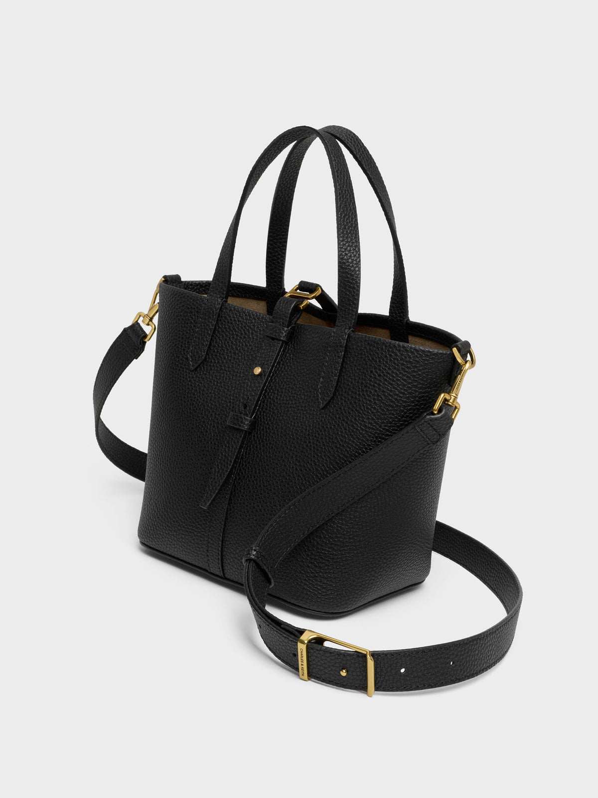 CHARLES & KEITH Trending | Beryl Belted Bucket Bag - Black
