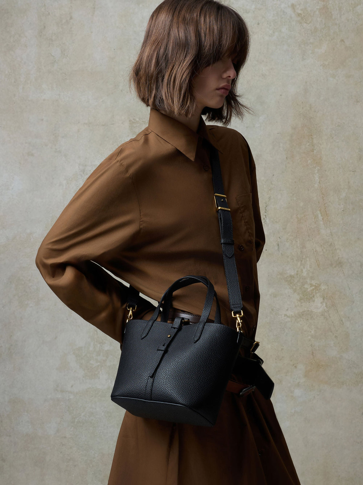 CHARLES & KEITH Trending | Beryl Belted Bucket Bag - Black