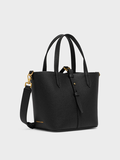 CHARLES & KEITH Trending | Beryl Belted Bucket Bag - Black