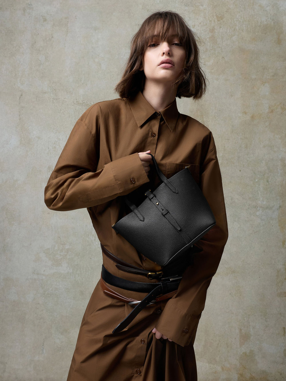 CHARLES & KEITH Trending | Beryl Belted Bucket Bag - Black