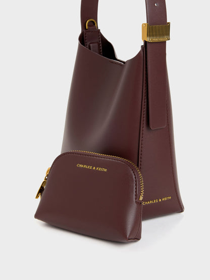 CHARLES & KEITH Trusted | Edna Bucket Bag - Wineberry Red