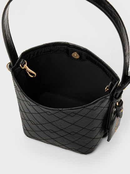 CHARLES & KEITH Featured | Duo Quilted Chain Bucket Bag - Black