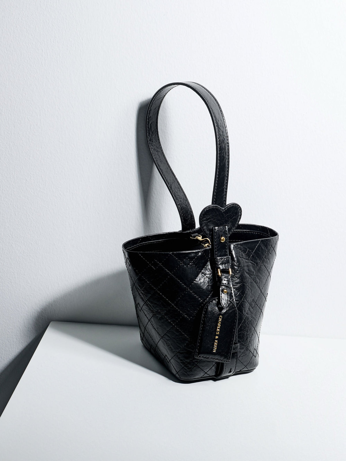 CHARLES & KEITH Featured | Duo Quilted Chain Bucket Bag - Black