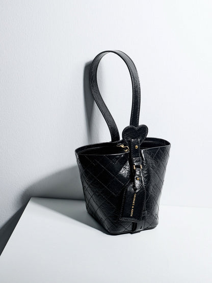 CHARLES & KEITH Featured | Duo Quilted Chain Bucket Bag - Black