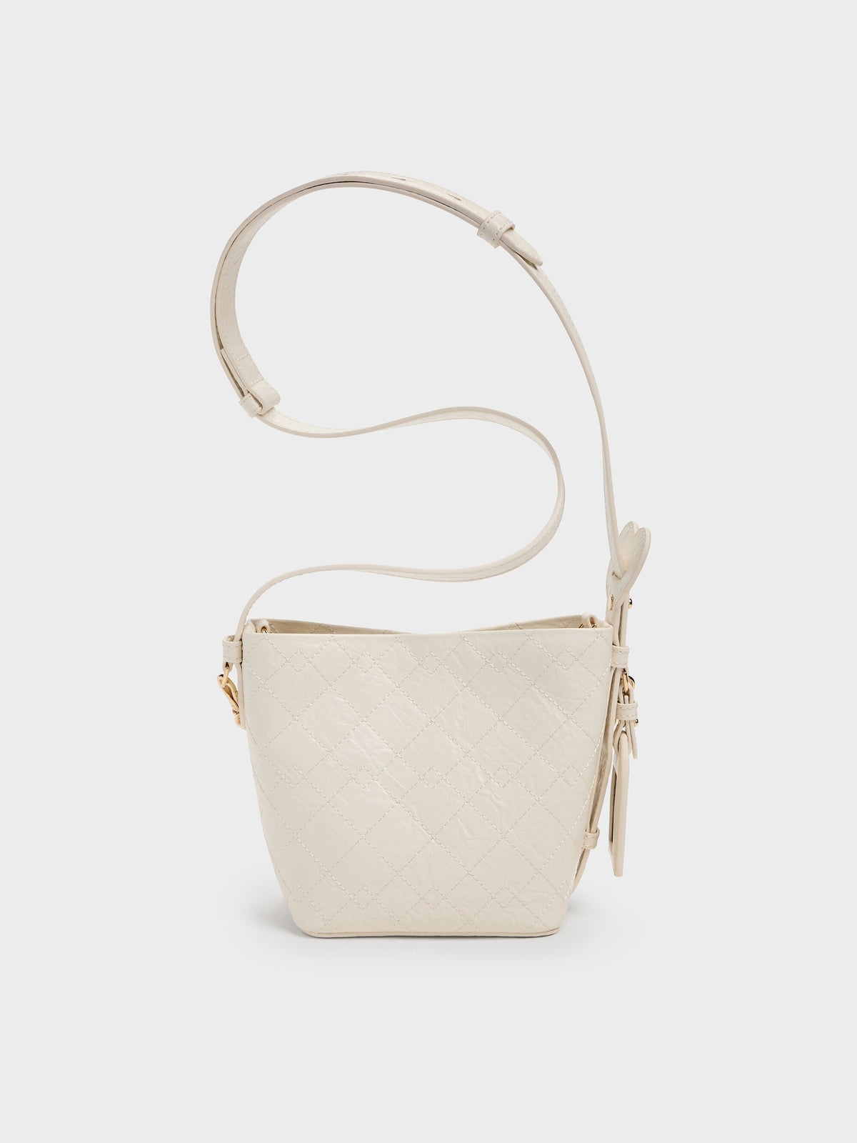 CHARLES & KEITH Sale | Duo Quilted Chain Bucket Bag - Cream