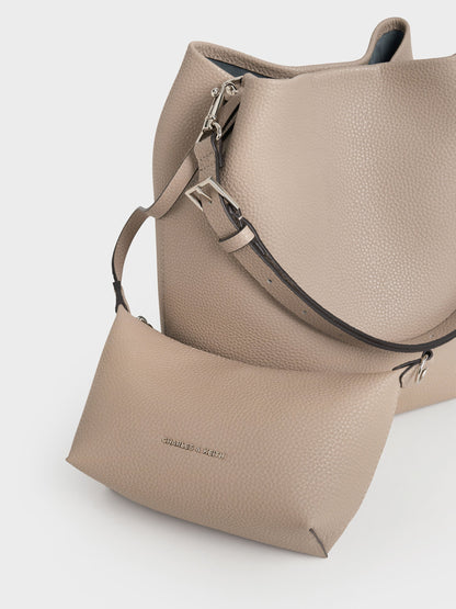 CHARLES & KEITH Top Pick | Beryl Bucket Bag - Taupe