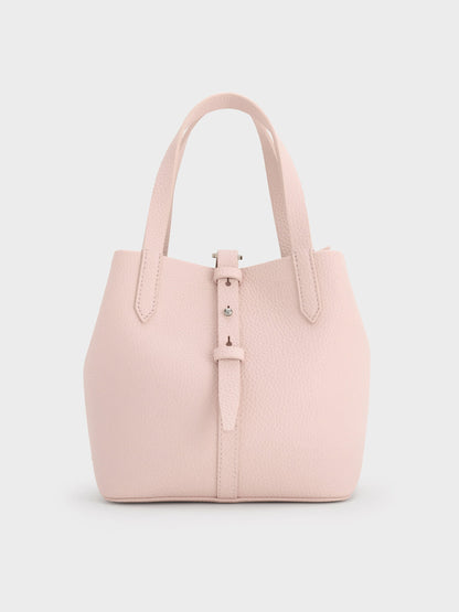 CHARLES & KEITH New | Beryl Belted Bucket Bag - Soft Pink