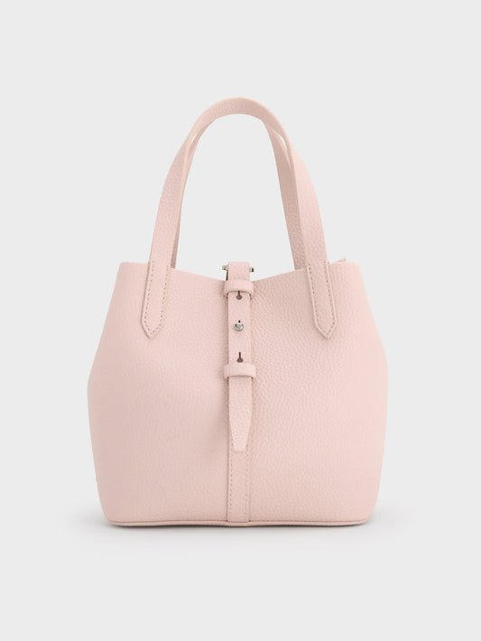 CHARLES & KEITH New | Beryl Belted Bucket Bag - Soft Pink