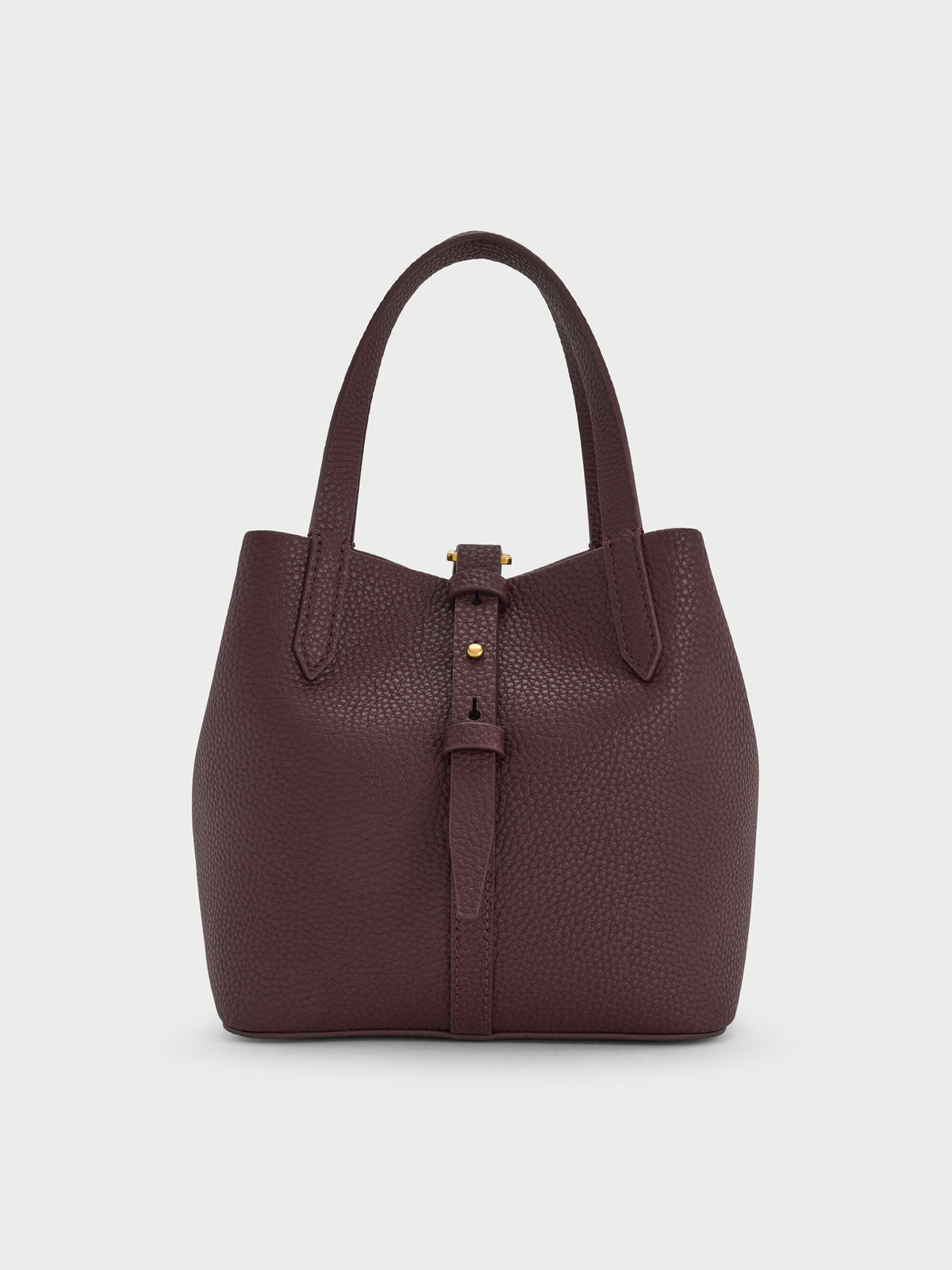 CHARLES & KEITH Trusted | Beryl Belted Bucket Bag - Wineberry Red