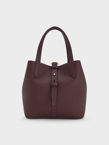CHARLES & KEITH Trusted | Beryl Belted Bucket Bag - Wineberry Red