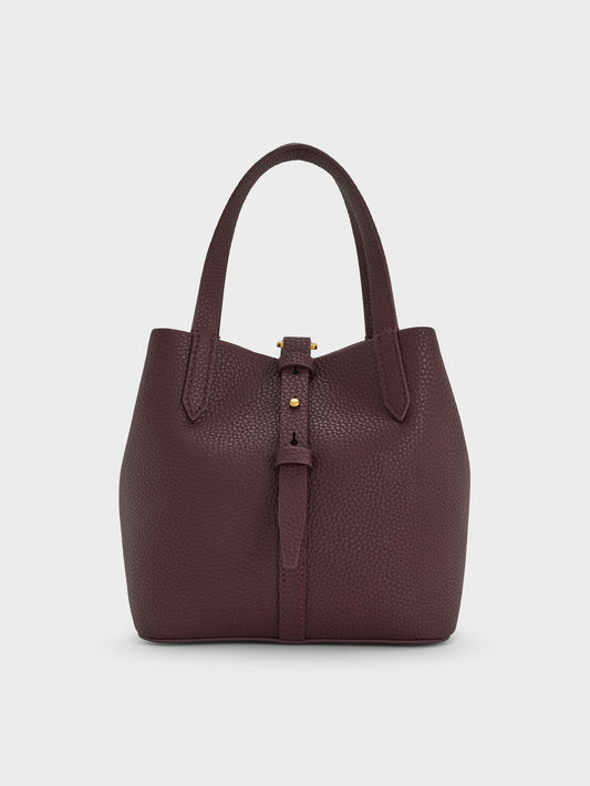 CHARLES & KEITH Trusted | Beryl Belted Bucket Bag - Wineberry Red