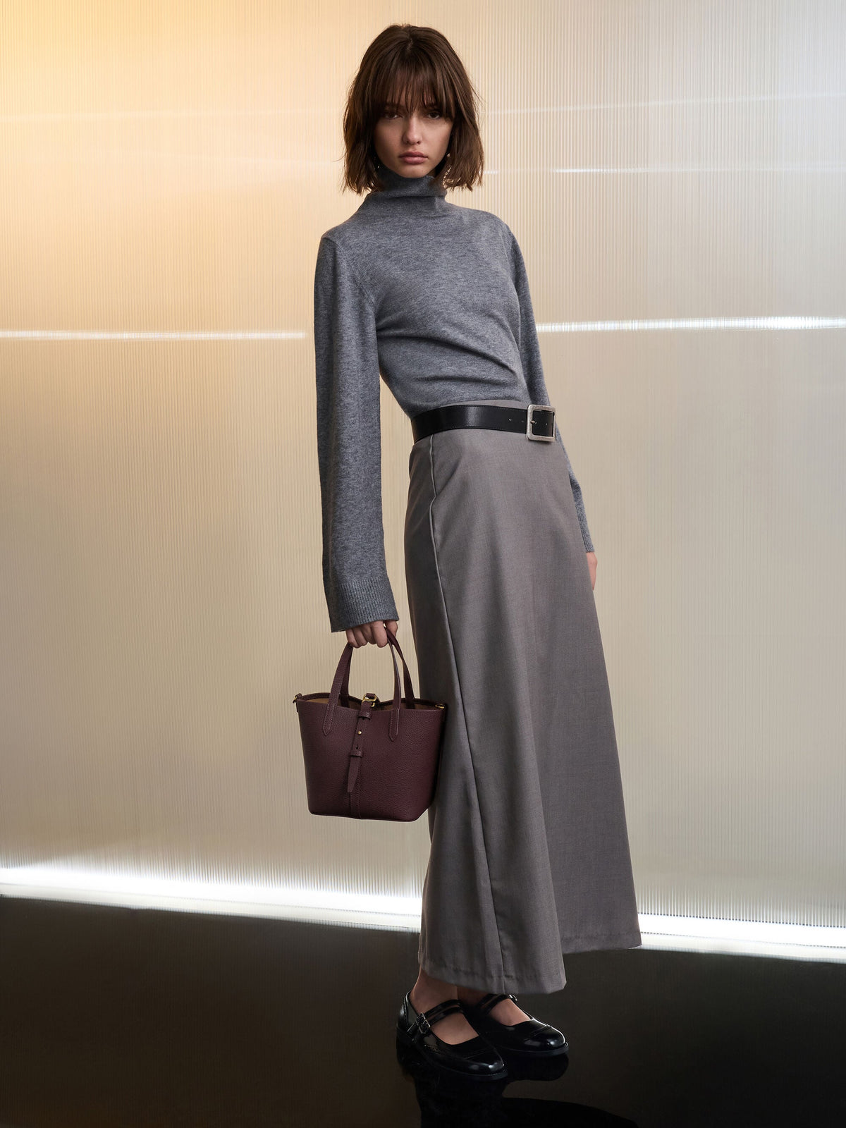 CHARLES & KEITH Trusted | Beryl Belted Bucket Bag - Wineberry Red