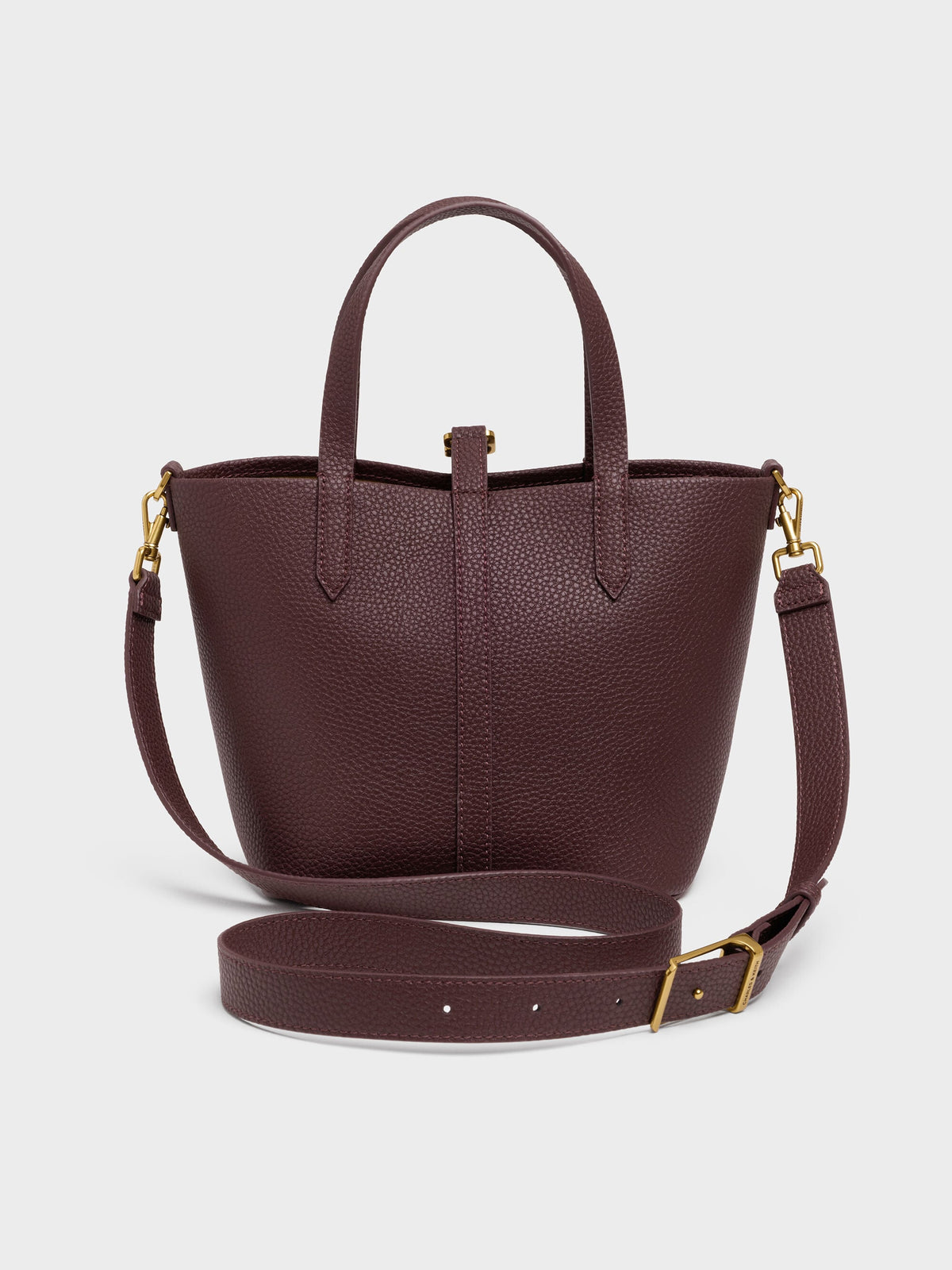 CHARLES & KEITH Trusted | Beryl Belted Bucket Bag - Wineberry Red