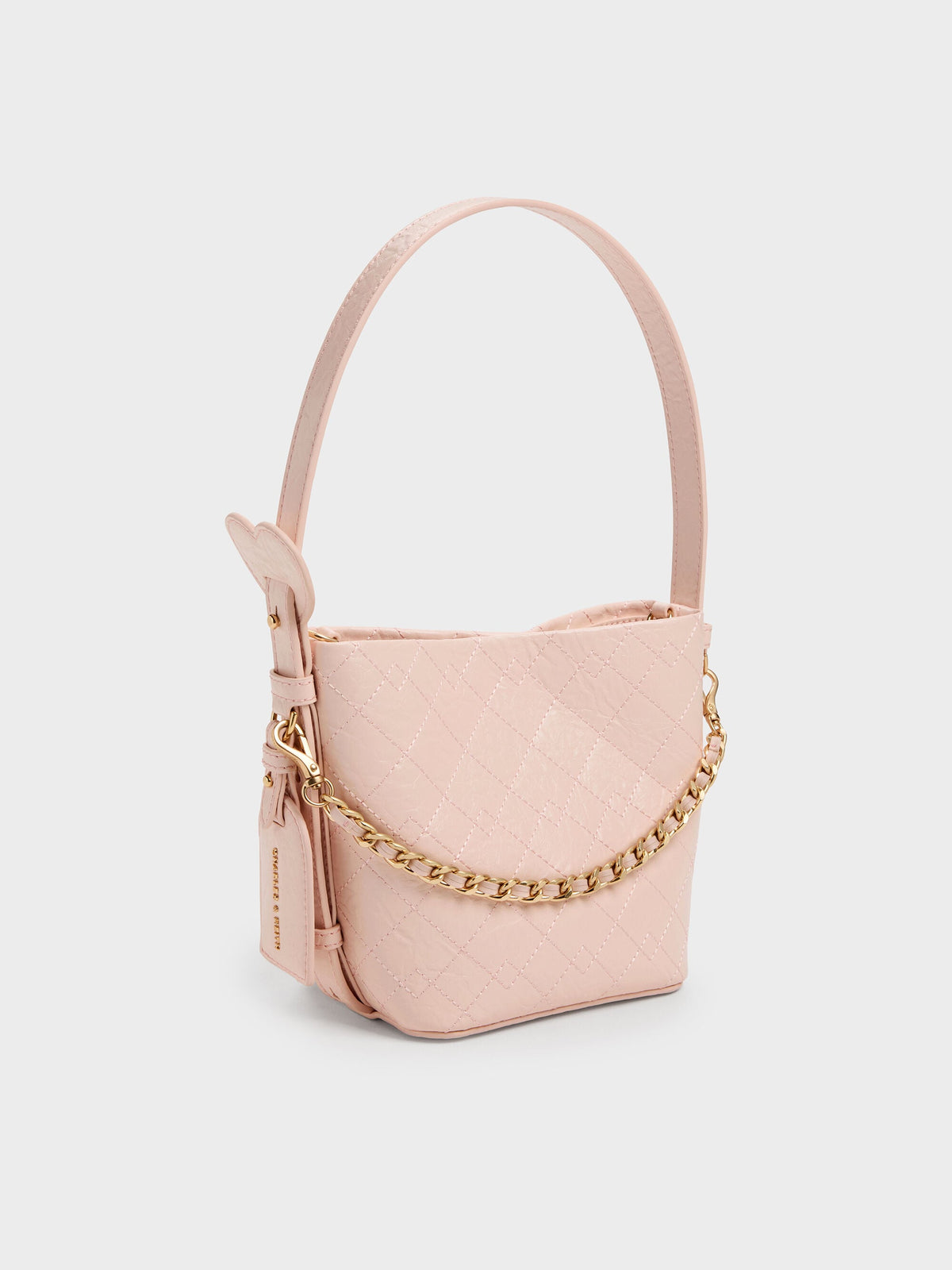 CHARLES & KEITH Hot Sale | Duo Quilted Chain Bucket Bag - Soft Pink