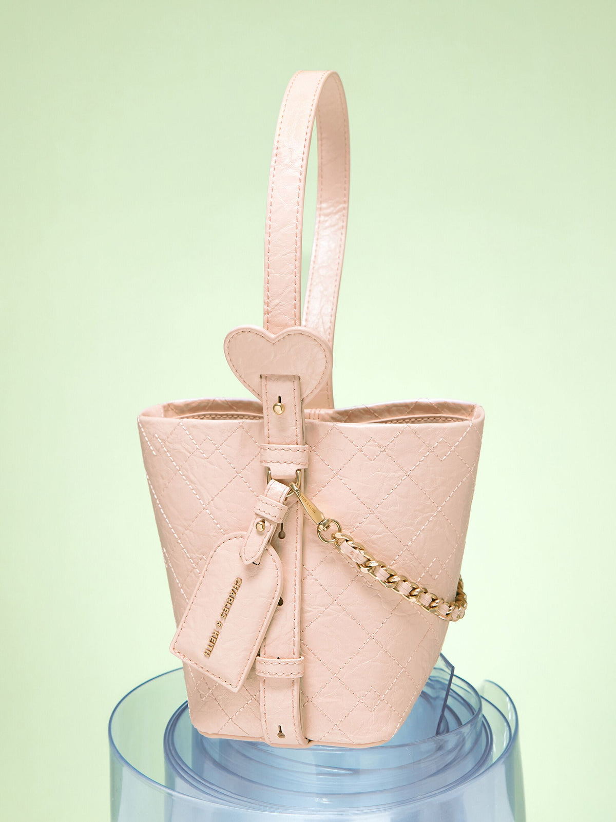 CHARLES & KEITH Hot Sale | Duo Quilted Chain Bucket Bag - Soft Pink